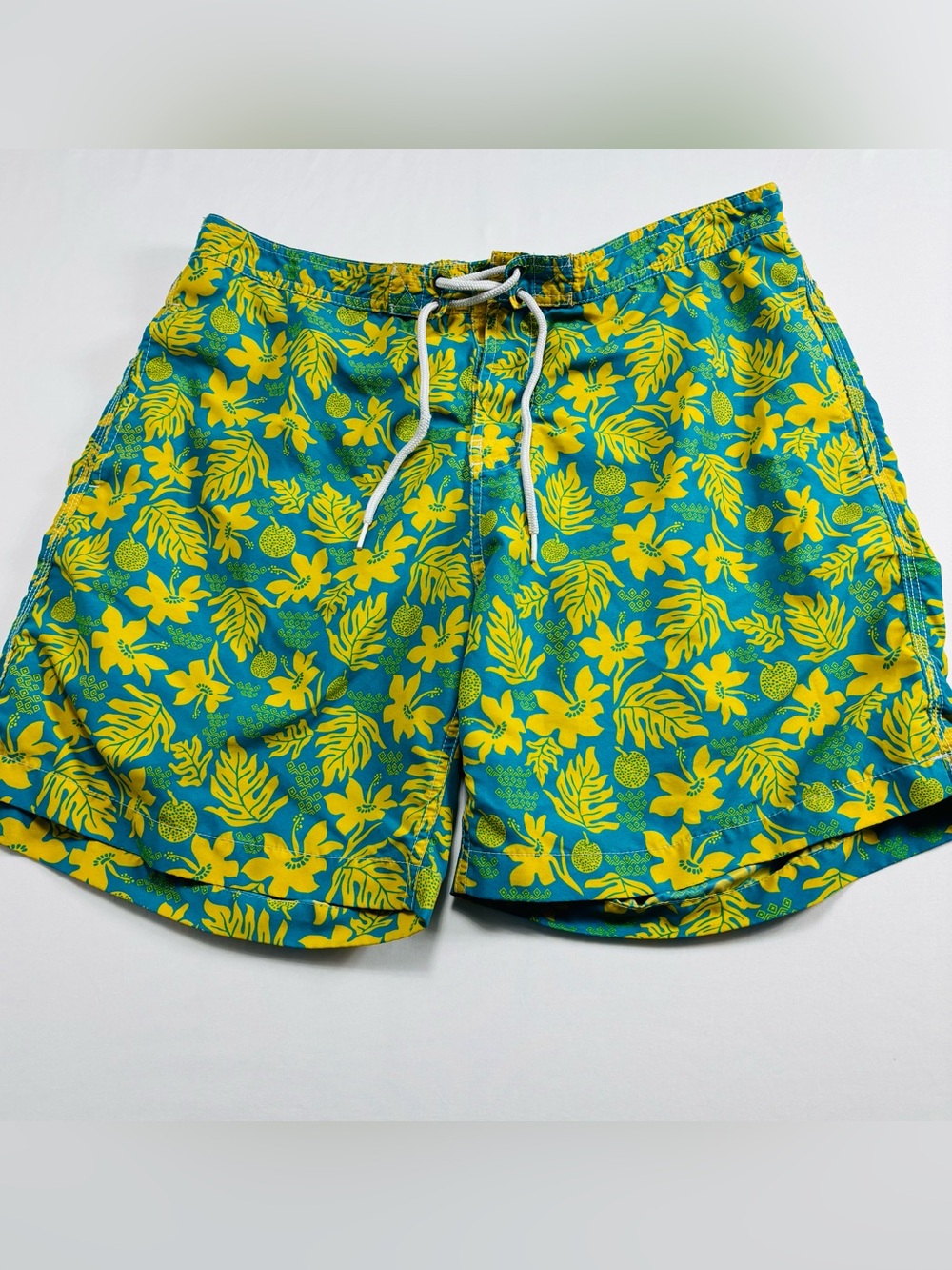 Men's Floral Swim Trunks - Yellow & Teal
